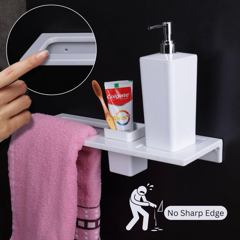 ASIATIQUE ASIATIQUE Premium Ceramic Sink Rack | 3 in 1 - Towel Ring, Brush Holder and Dispenser Stand | No Sharp Edges, Anti-Bacterial, Hard Water Marks Resistant, Rust & Fade Proof | 2 Years Warranty  - Image 3
