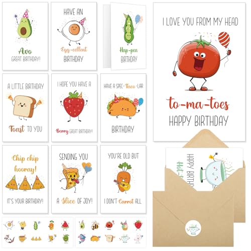 Thboxes 40 Birthday Cards with Envelopes & Stickers Set, 4"x6" Funny Bulk Birthday Card 20 Unique Designs Cute Handmade Greeting Card for Kids, Women, Friends, Family, Work & Office - Image 1