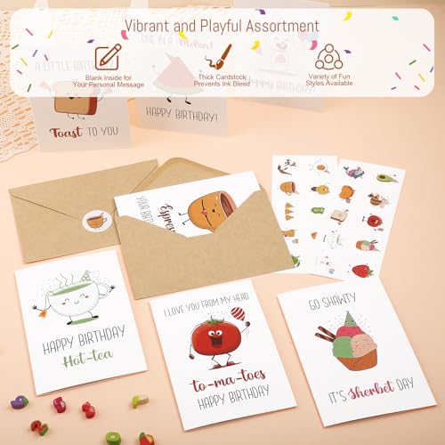 Thboxes 40 Birthday Cards with Envelopes & Stickers Set, 4"x6" Funny Bulk Birthday Card 20 Unique Designs Cute Handmade Greeting Card for Kids, Women, Friends, Family, Work & Office - Image 4