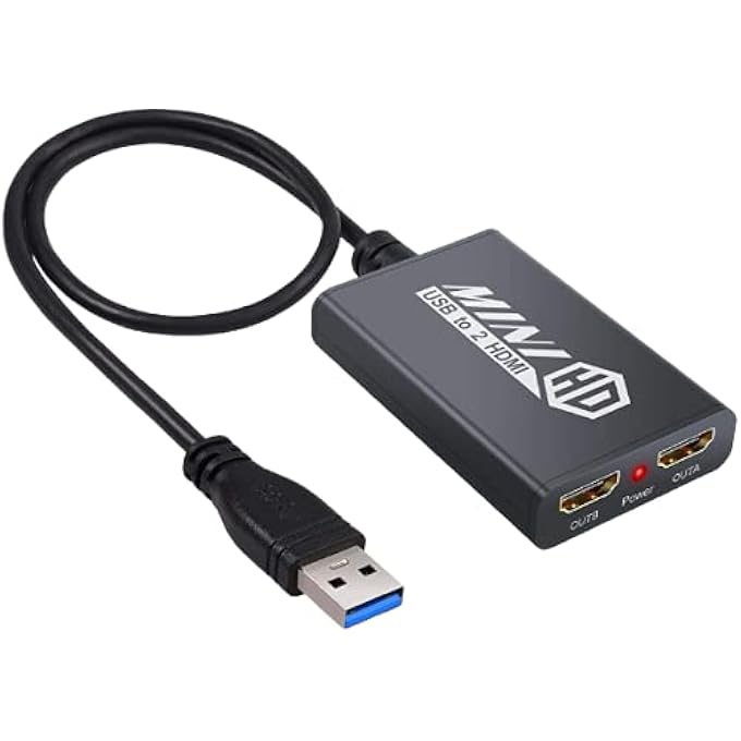 rayihni USB 3.0 TO DUAL HDMI ADAPTER, COMPATIBLE WITH WINDOWS CHROME-BOOK MACK-BOOK,SUPPORT 3.5MM JACK STEREO OUTPUT EXPAND 2 DIFFERENT DISPLAY SCREENS (DUAL HDMI ADAPTER - Image 1