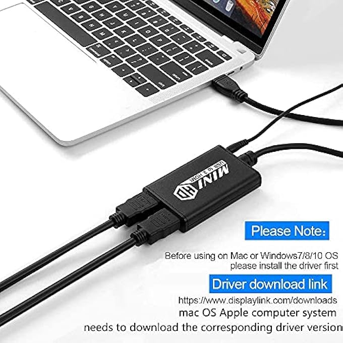 rayihni USB 3.0 TO DUAL HDMI ADAPTER, COMPATIBLE WITH WINDOWS CHROME-BOOK MACK-BOOK,SUPPORT 3.5MM JACK STEREO OUTPUT EXPAND 2 DIFFERENT DISPLAY SCREENS (DUAL HDMI ADAPTER - Image 2