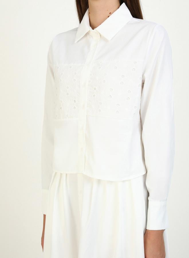 Benin by modanisa Off White Buttoned Lace Detail Shirt and Maxi Skirt Co-Ords - Image 4