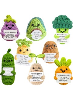 MVAQKLM  Handmade Crochet Positive Potato,8PCS Emotional Support Vegetables Knitted Wool Pickel Doll with Positive Card for Birthday Gifts Party Home Decor  - Image 1