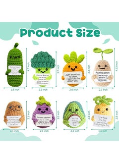 MVAQKLM  Handmade Crochet Positive Potato,8PCS Emotional Support Vegetables Knitted Wool Pickel Doll with Positive Card for Birthday Gifts Party Home Decor  - Image 2