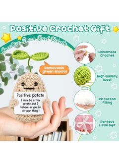 MVAQKLM  Handmade Crochet Positive Potato,8PCS Emotional Support Vegetables Knitted Wool Pickel Doll with Positive Card for Birthday Gifts Party Home Decor  - Image 3