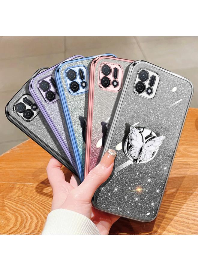 S-TOP Case For OPPO A16k Plated Gradient Glitter Butterfly Holder TPU Phone Case - Image 2