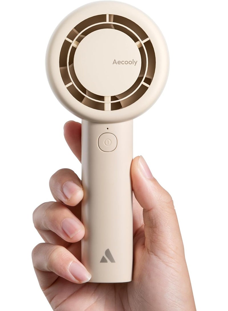 Aecooly Portable Handheld Turbo Fan [24H Max Cooling Time], 5 Speeds USB Rechargeable Mini Personal Battery Operated Small Pocket Cooling Hand Fan, Gifts for Women, Camping, Travel Essentials - Beige - Image 1