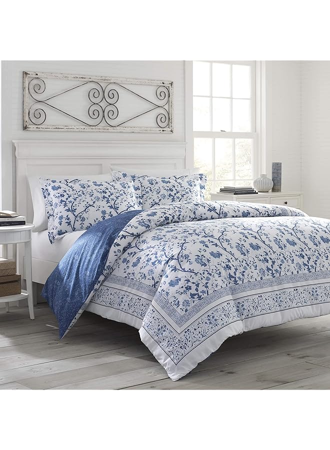 LAURA ASHLEY Charlotte Duvet Cover Set King Medium Blue - Image 5