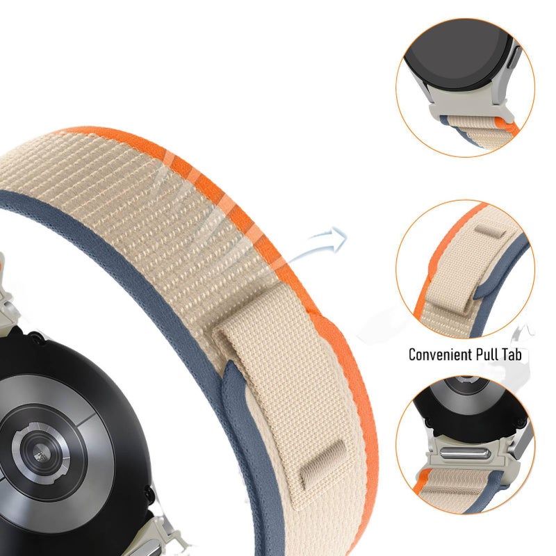 Orange Nylon Loop Strap Smartwatch Band Compatible with Samsung Galaxy Watch 4 with Adjustable Fit Replacement Strap for Daily Wear - Image 3