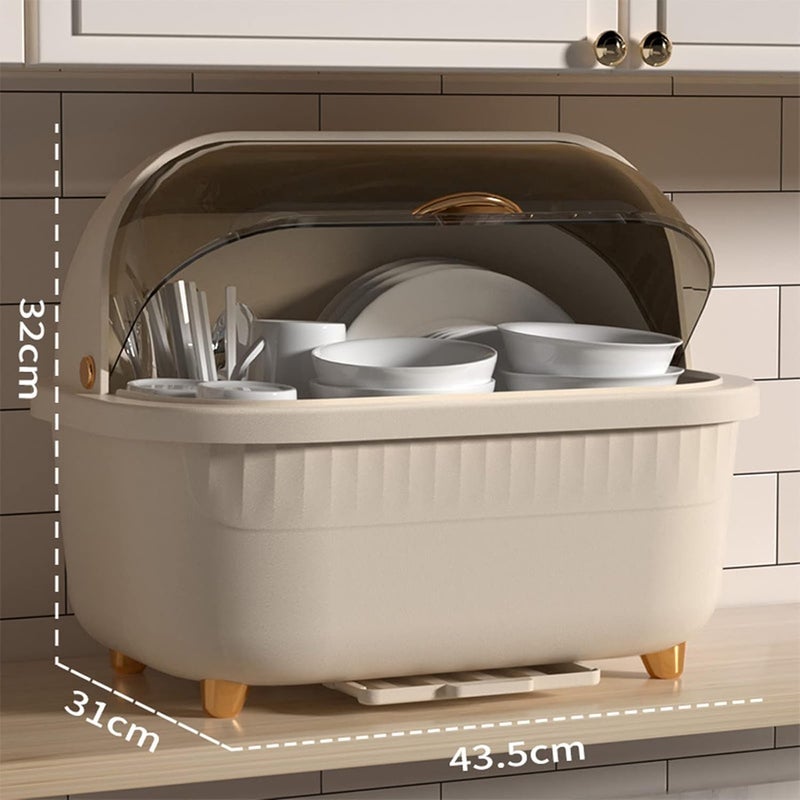 LEVGRY New Dish Rack with CoverDish Drying Rack Cutlery Dish Drainer Rack with Lid CoverOver The Sink Dish Drying Rack Multifunctional Kitchen Tableware Storage Box - Image 5