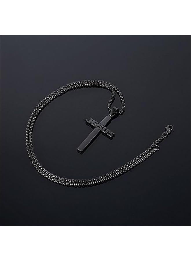Arabest Stainless Steel Jesus Cross Pendant Necklace for Men Women 20-24 Inches Rolo Chain Christian Gifts for Men Faith - Image 4