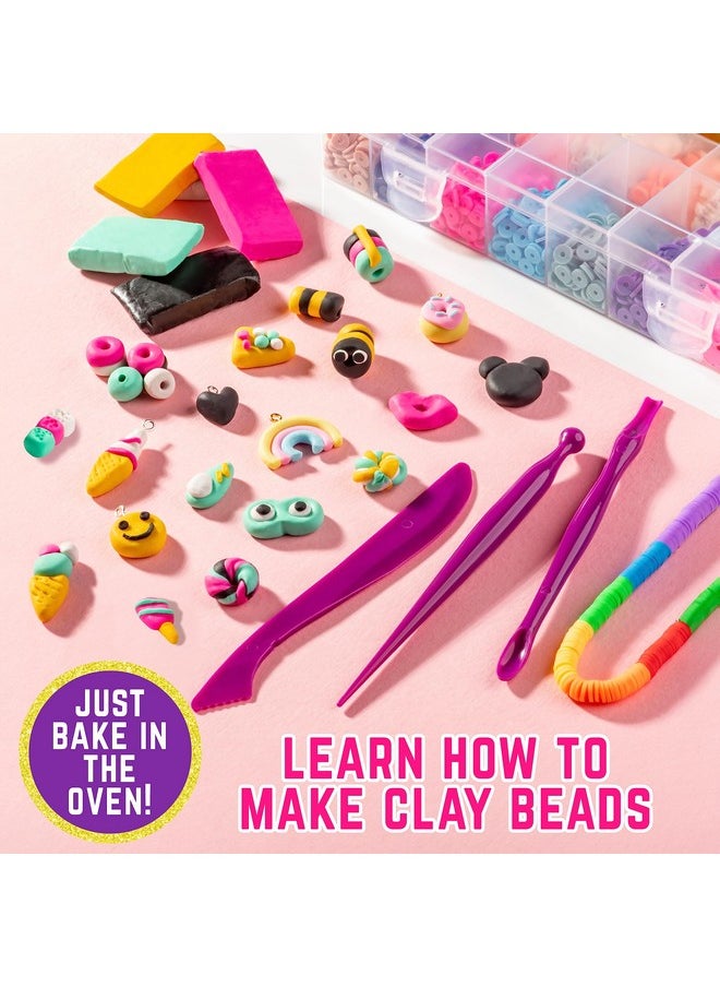 جيرل زون مجموعة مجوهرات Good Vibes Diy، مجموعة صنع مجوهرات للبنات بالخرز، أدوات مجوهرات للبنات والطين لصنع المعلقات، حرف يدوية ممتعة للبنات من سن 8 إلى 12 عامًا  - Image 1