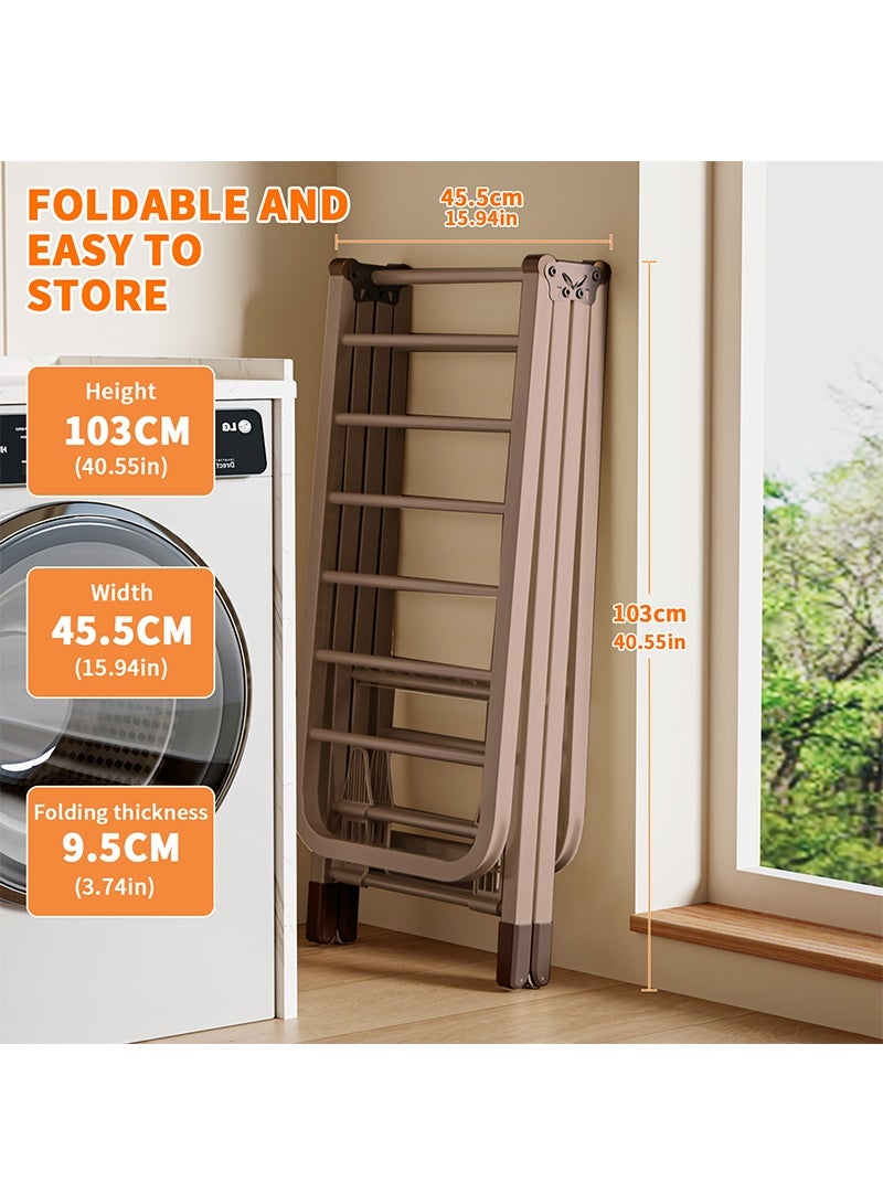 Topyich 3-Tier Clothes Dryer Stand - 1.6M Adjustable Drying Rack, Foldable Carbon Steel Laundry Rack (Champagne Gold) - Image 4