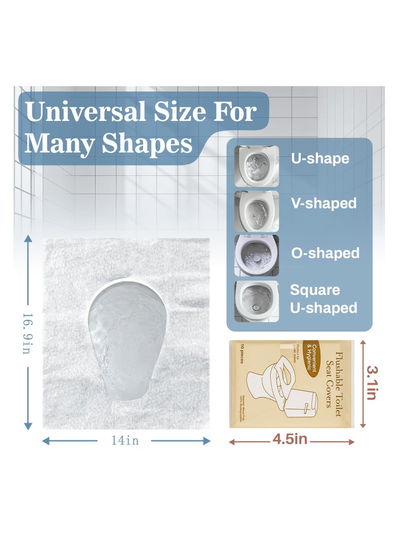 Flushrenic 100 disposable toilet seat covers - toilet seat covers, portable toilet seat paper covers, disposable washable bathroom travel camping hotel essentials, no stickers, suitable for adult and child toilet training, excellent biodegradable accessories for public restrooms, airplanes, camping.  - Image 2