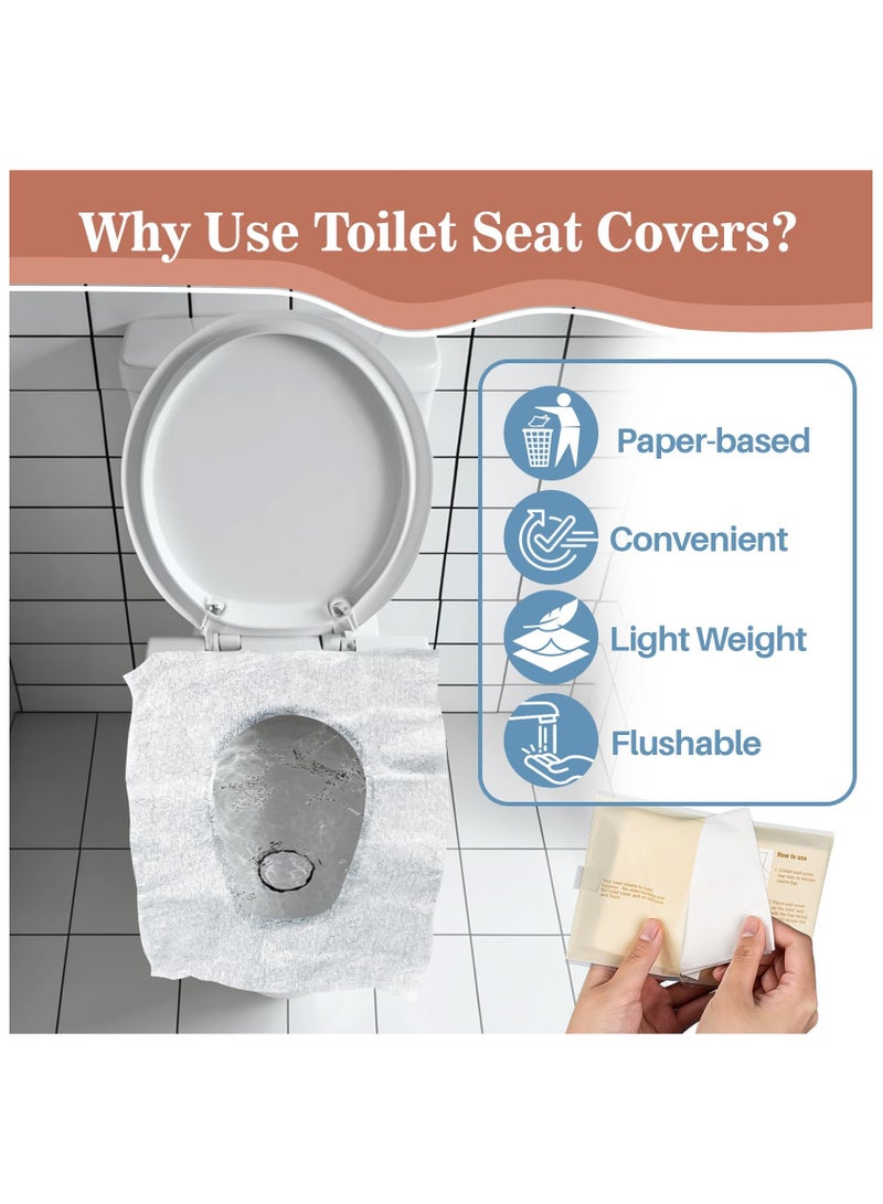Flushrenic 100 disposable toilet seat covers - toilet seat covers, portable toilet seat paper covers, disposable washable bathroom travel camping hotel essentials, no stickers, suitable for adult and child toilet training, excellent biodegradable accessories for public restrooms, airplanes, camping.  - Image 3