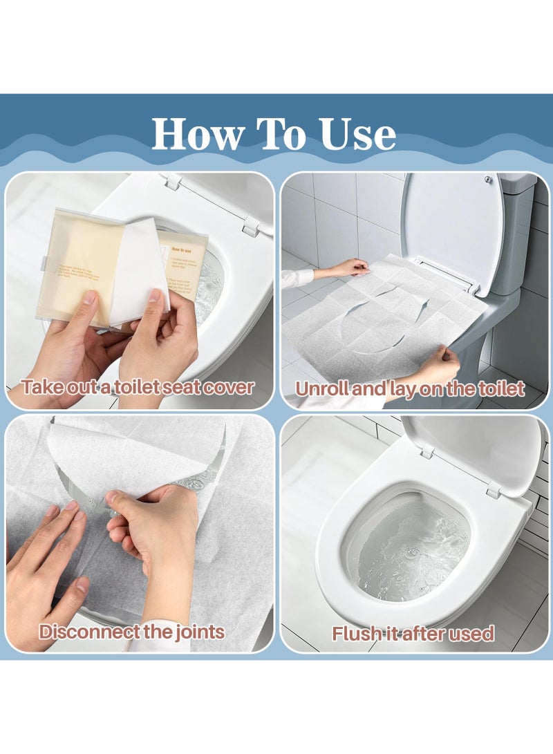 Flushrenic 100 disposable toilet seat covers - toilet seat covers, portable toilet seat paper covers, disposable washable bathroom travel camping hotel essentials, no stickers, suitable for adult and child toilet training, excellent biodegradable accessories for public restrooms, airplanes, camping.  - Image 4