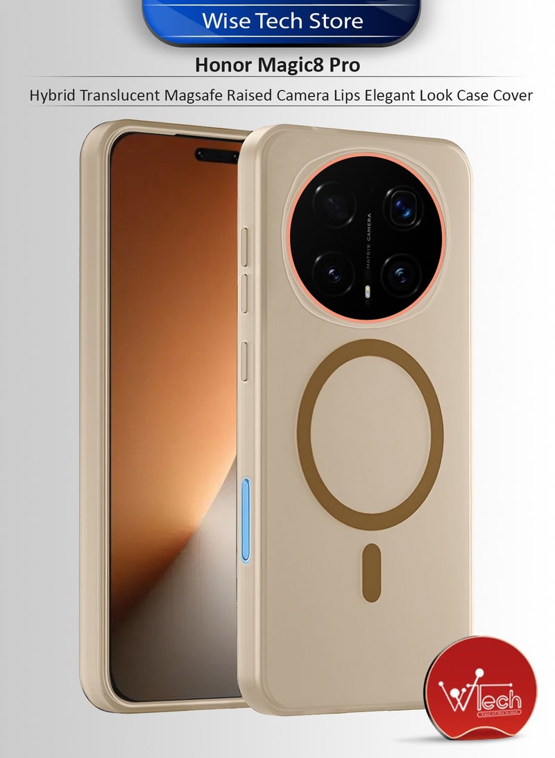 دبليو تيك غطاء هاتف Honor Magic8 Pro 5G 2025 شفاف هجين مع ميزة الماجسيف للشحن المغناطيسي ورفع حواف الكاميرا بمظهر أنيق (MCMPMN) - بني - Image 1
