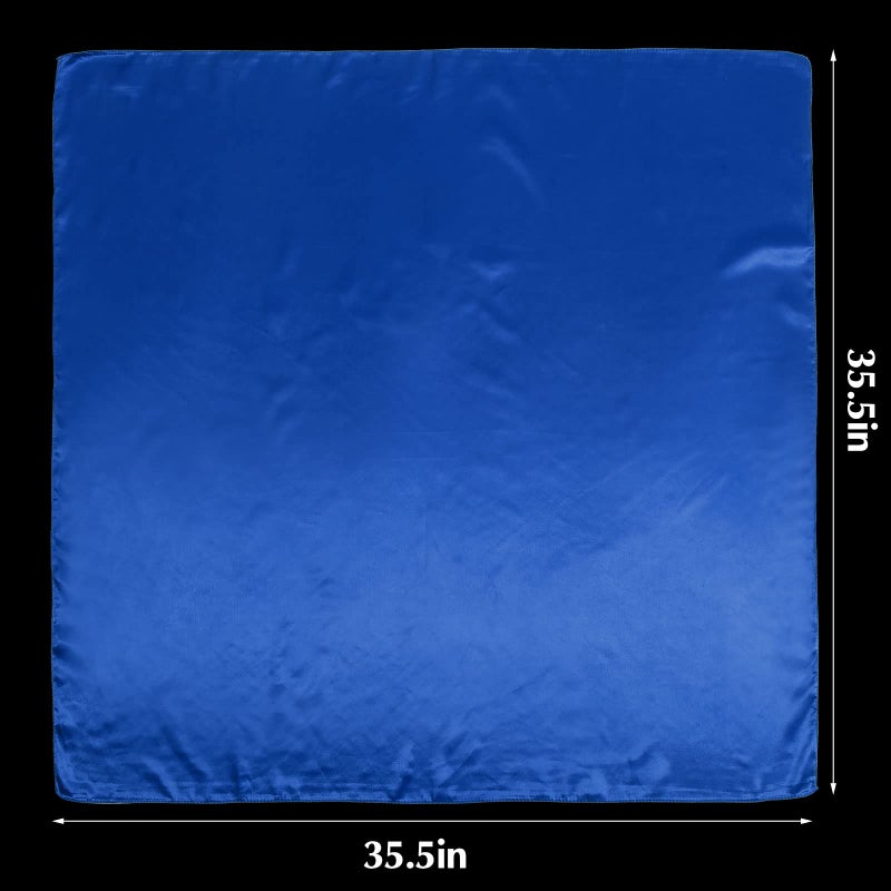 SATINIOR 35 Inch Silky Head Scarf 2 Pcs Large Square Neck Scarf Sleeping Hair Wrapping Satin Bandana for Women(Royal Blue, Brown, Classic) - Image 3