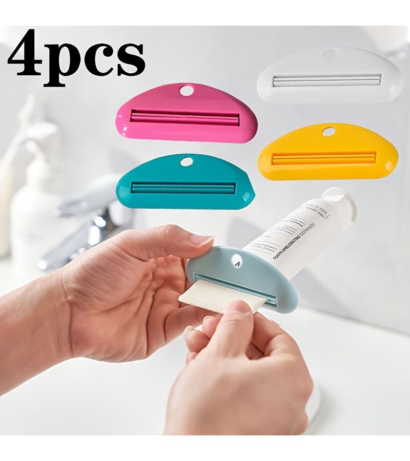 4pcs Manual Squeeze Tube Dispenser Set Plastic Bathroom Accessories - Image 1