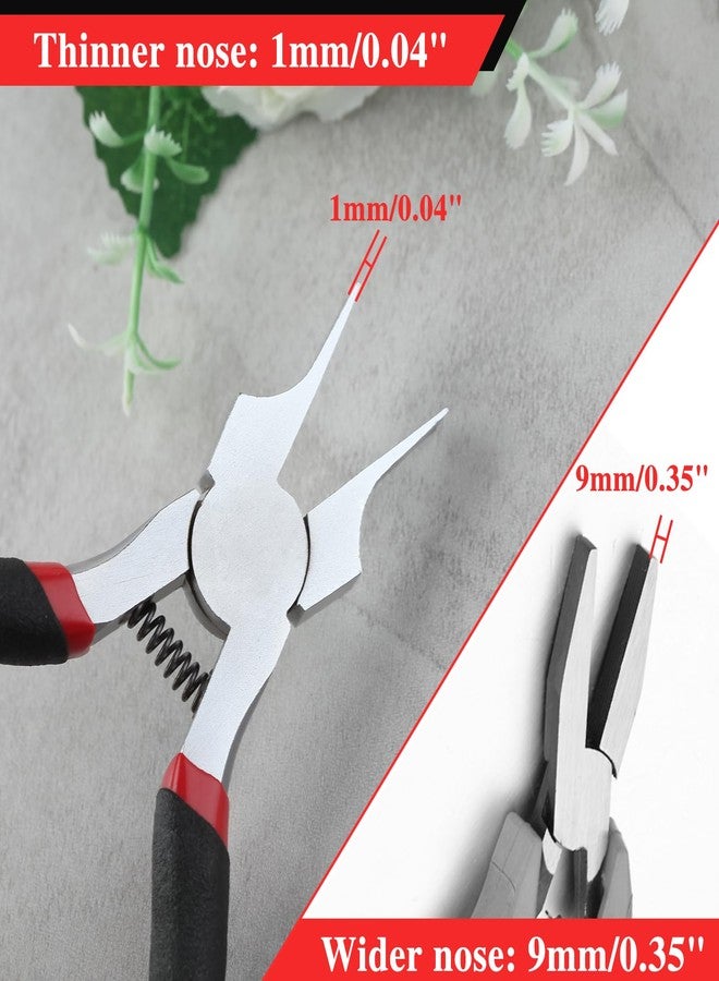 LEONTOOL كماشة مسطحة بزاوية 5 بوصات من ليونتول لصنع المجوهرات، كماشة بفك ناعم، كماشة بيل دك رفيعة 1 مم، كماشة دقيقة للمجوهرات، أداة صغيرة لصنع المجوهرات لثني الأسلاك، تسوية، فتح الخواتم - Image 5