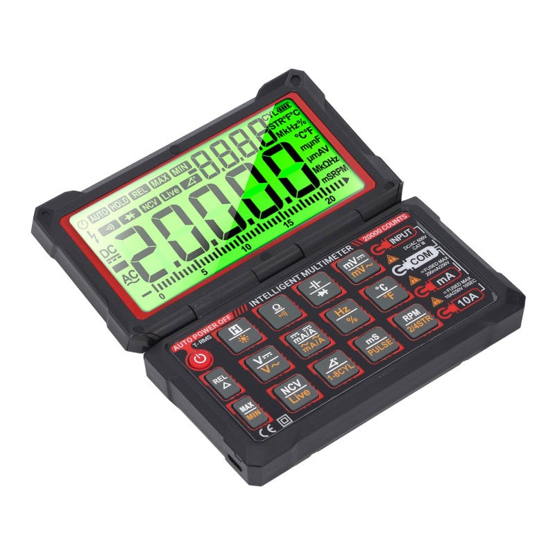 Digital Multimeter 3.7V 1800mAh Li Battery 180° Flip Screen - RPM Engine Speed Measurement Auto Repair Tool for Automotive Maintenance - Image 3