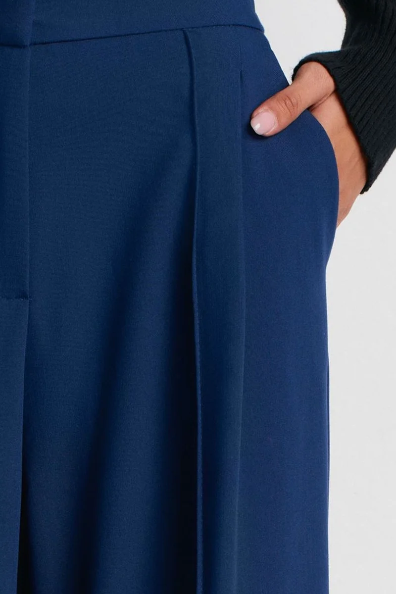 Dilvin Navy Blue DILVIN High-Waist Wide-Leg Pleated Trousers for Women | Best Price UAE