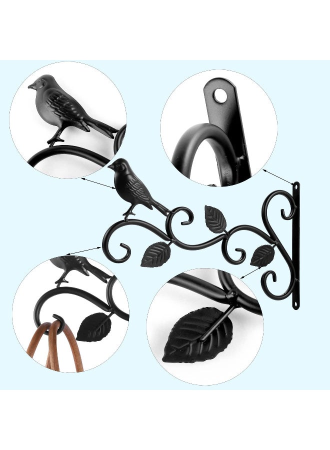 Black Steel Wall Mount Hanging Basket Bracket with Bird Decor for Outdoor Plants, Lanterns, and Bird  Feeders - Image 5