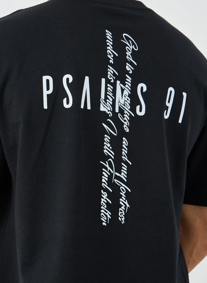 Styli Black Slogan Back Print Oversized T-Shirt for Men | Best Price UAE