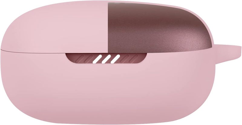 Geekria Silicone Case Cover Compatible with JBL Live Pro 2TWS True Wireless Earbuds, Protective Earphones Skin Cover with Keychain Hook, Charging Port Accessible (Pink) - Image 2
