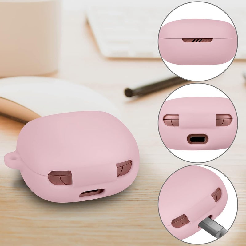 Geekria Silicone Case Cover Compatible with JBL Live Pro 2TWS True Wireless Earbuds, Protective Earphones Skin Cover with Keychain Hook, Charging Port Accessible (Pink) - Image 4