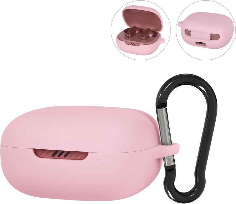 Geekria Silicone Case Cover Compatible with JBL Live Pro 2TWS True Wireless Earbuds, Protective Earphones Skin Cover with Keychain Hook, Charging Port Accessible (Pink) - Image 5