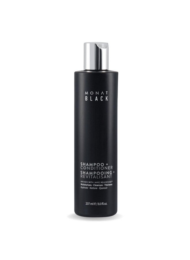 monat - MONAT Black Shampoo + Conditioner - Mens Shampoo and Conditioner 2 in 1 Black Hair Care. A 2-in-1 Shampoo Conditioner Formulated for Optimal Hair Health In One Step. - Net Wt. 237 ml / 8.0 fl. oz. - Image 1