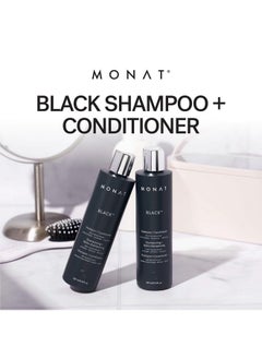 monat MONAT Black Shampoo + Conditioner - Mens Shampoo and Conditioner 2 in 1 Black Hair Care. A 2-in-1 Shampoo Conditioner Formulated for Optimal Hair Health In One Step. - Net Wt. 237 ml / 8.0 fl. oz.  - Image 3
