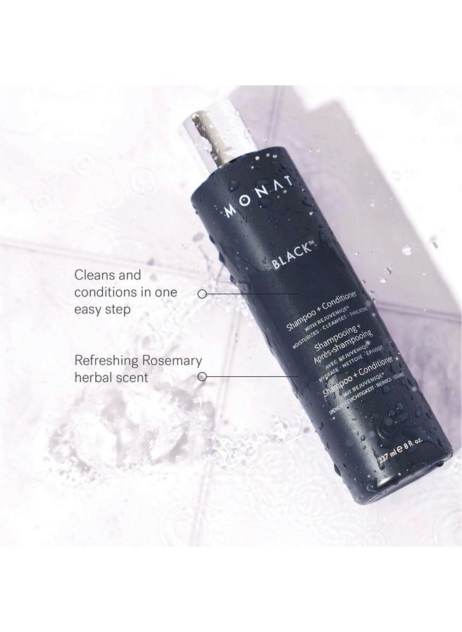 monat - MONAT Black Shampoo + Conditioner - Mens Shampoo and Conditioner 2 in 1 Black Hair Care. A 2-in-1 Shampoo Conditioner Formulated for Optimal Hair Health In One Step. - Net Wt. 237 ml / 8.0 fl. oz. - Image 1
