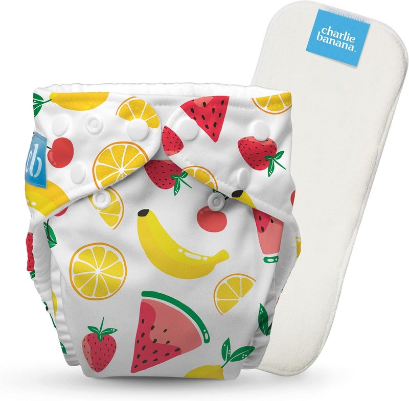 Charlie Banana Cloth Diapers Reusable Washable Adjustable One Size Diaper for Babies and Toddlers with Absorbent Insert  Banana Fiesta 1 Pack - Image 1