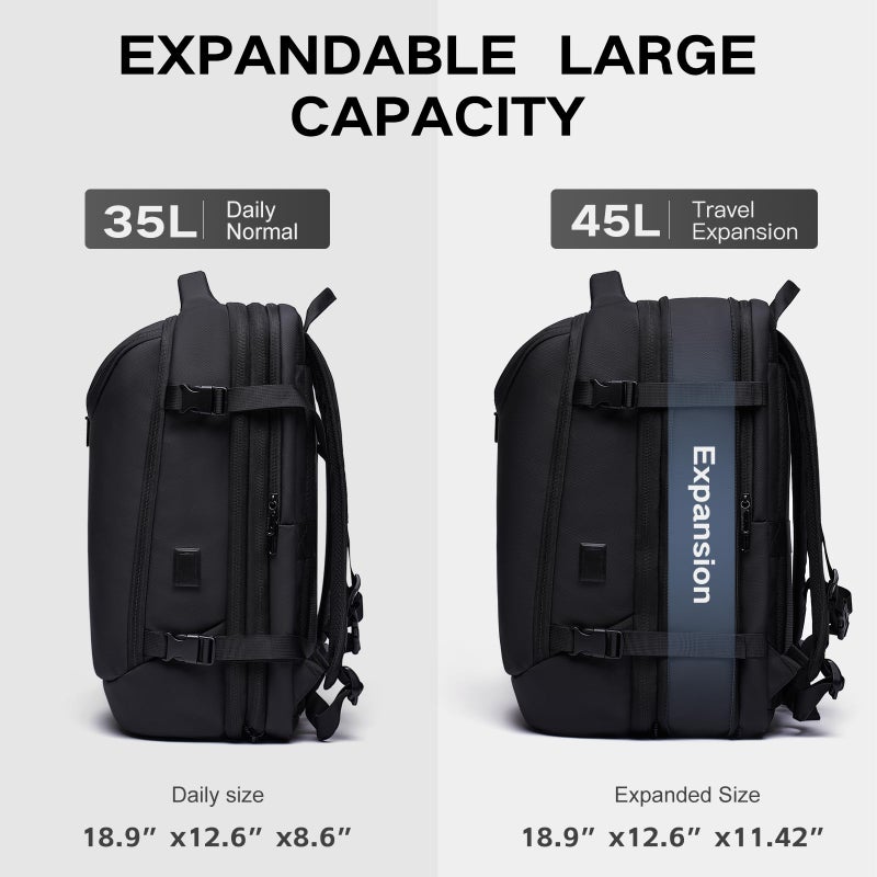 TANGCORLE Vacuum Seal Travel Backpack 45L Expandable Air Compression System Water Resistant 17 Inches Laptop Backpack for Women & Men with USB Charging Port- Vacuum Pump Included - Image 5