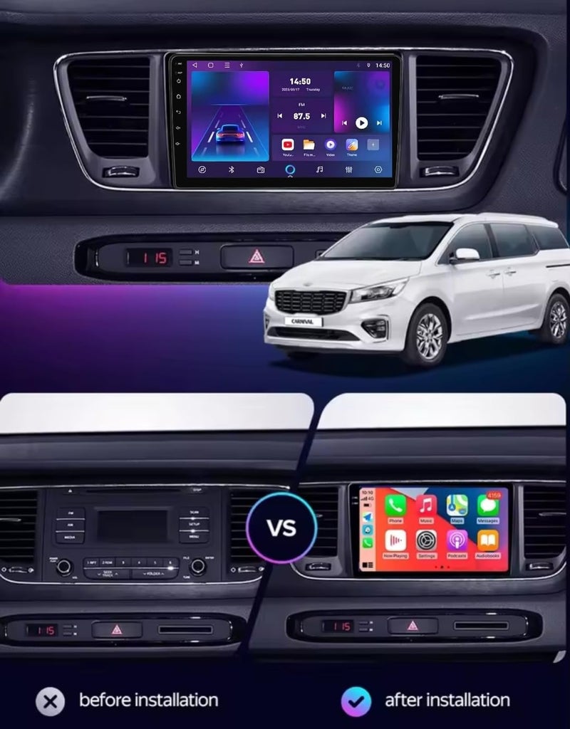 Vierex Fit Kia Carnival Car Stereo Carnival Android Screen 2014-2020 with GPS Navigation, CarPlay/Android Auto, FM Radio, AHD Camera, WiFi (8+128GB 8CORE Carplay) - Image 2