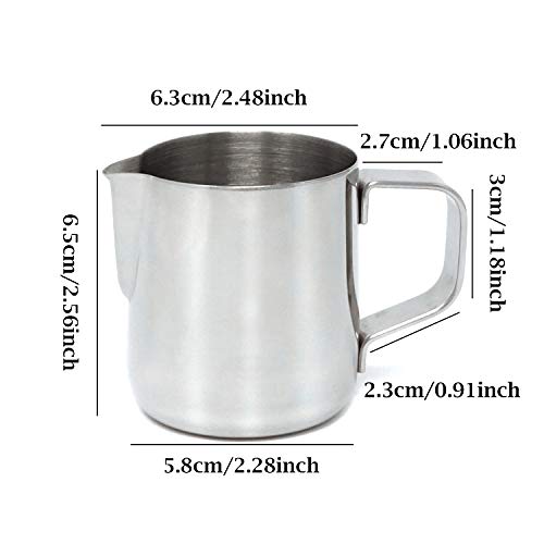 Honbay 1PCS Stainless Steel Milk Latte Frothing Pitcher Cup Jug Steaming Espresso Pitcher for Espresso Cappuccino Milk Cream Latte Coffee(5 Oz) - Image 2