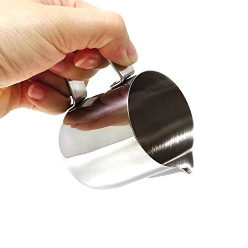 Honbay 1PCS Stainless Steel Milk Latte Frothing Pitcher Cup Jug Steaming Espresso Pitcher for Espresso Cappuccino Milk Cream Latte Coffee(5 Oz) - Image 5