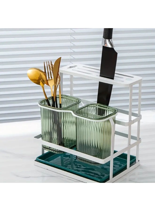 KITCHENOO Stainless Steel Kitchen Organizer Rack with Utensil Holder, Cutting Board & Knife Storage, Pot Lid Organizer, and Dish Drying Rack - Space-Saving Countertop Organizer for Home Use, Kitchen Organizers And Storage - Image 3