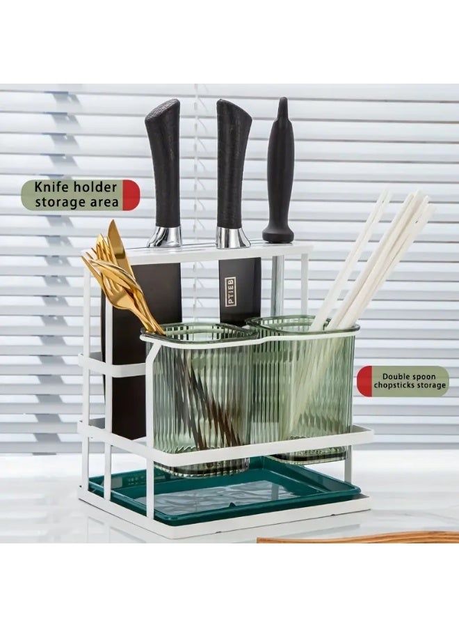 KITCHENOO Stainless Steel Kitchen Organizer Rack with Utensil Holder, Cutting Board & Knife Storage, Pot Lid Organizer, and Dish Drying Rack - Space-Saving Countertop Organizer for Home Use, Kitchen Organizers And Storage - Image 4