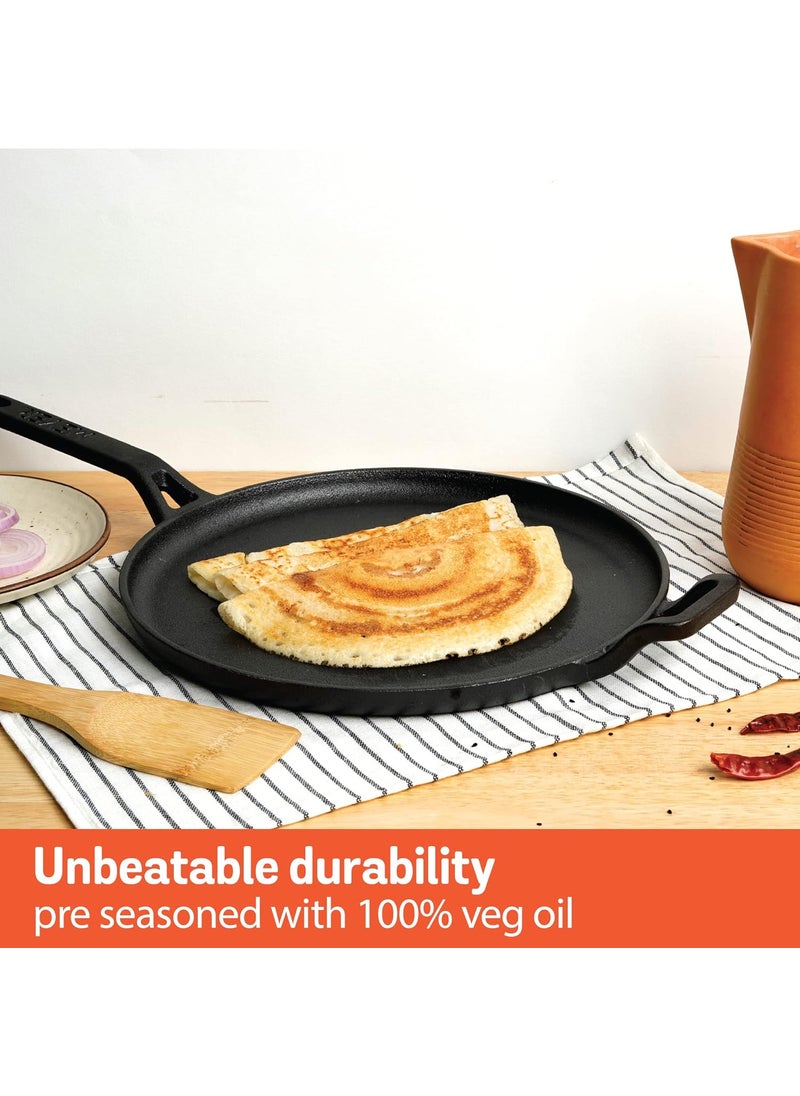 MEYER Meyer Pre-Seasoned Cast Iron Cookware Set - 28cm Flat Dosa Tawa + 26cm Roti Tawa | Set Combo Offer for Kitchen | Iron Utensils for Cooking | Induction Cookware Set, Black  - Image 4