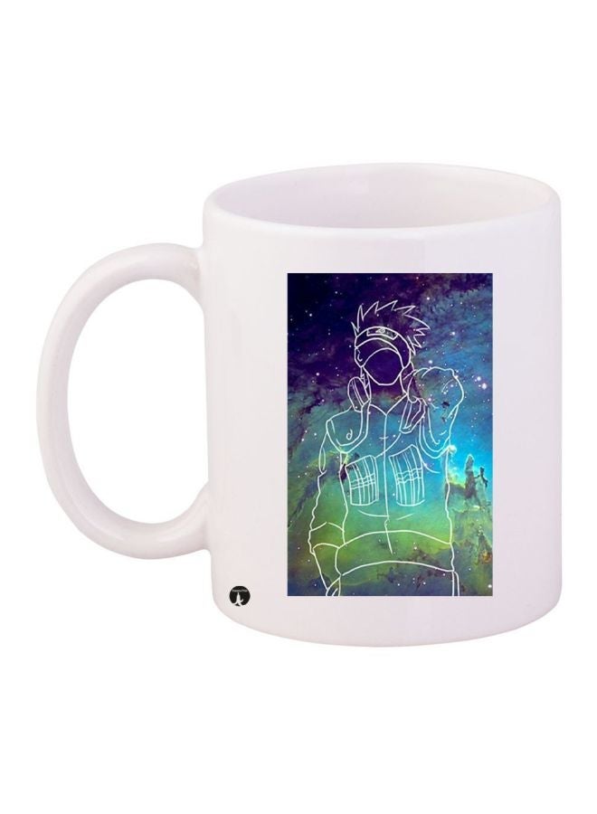 Cartoon Printed Coffee Mug White/Blue/Green 11ounce