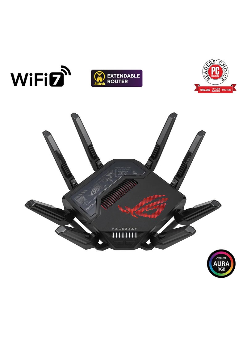 ASUS ROG Rapture GT-BE98 Quad-Band WiFi 7 Gaming Router, Supports 320MHz with Speeds of Up to 25 Gbps, Dual 10G Port, Mobile Game Mode, AiMesh & VPN Features | 90IG08F0-MO9A0V Black - Image 2