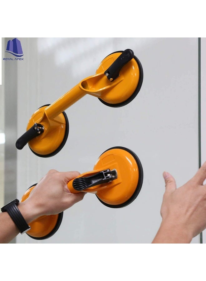 Poaker Heavy Duty Suction Cup Aluminium Glass Lifter Sucker Pad Carrying Grabbing Tile Puller Gripper for Lifting and Moving Glass, Floor, Window, Tile, Granite & Doors (2 PAD, Glass Lifter, 2 NOS) - Image 2