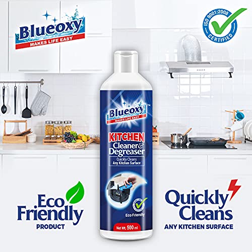 BLUEOXY منظف مطبخ عالي الأداء ومزيل للدهون | مزيل الشحوم | مزيل بقع الزيت | منظف المداخن | منظفات أسطح المواقد الزجاجية | تركيبة بيئية | 500ML | QTY1 - Image 2
