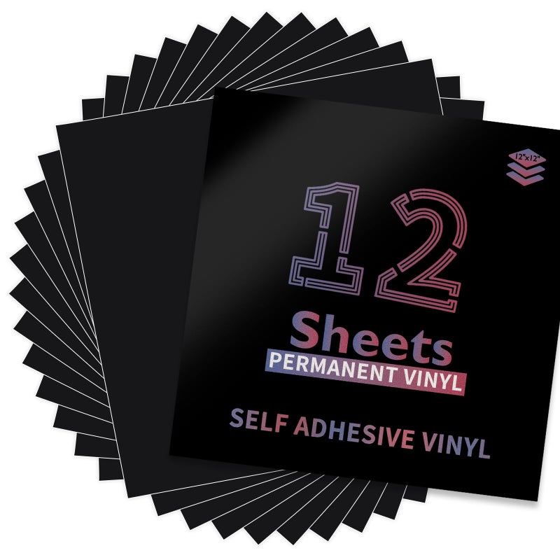 Lya Vinyl Black Permanent Vinyl 12 Pack Matte Vinyl for Cutting Machine 12x12 Self Adhesive Vinyl Sheets for Decor Sticker Party Decoration Craft Projects - Image 3