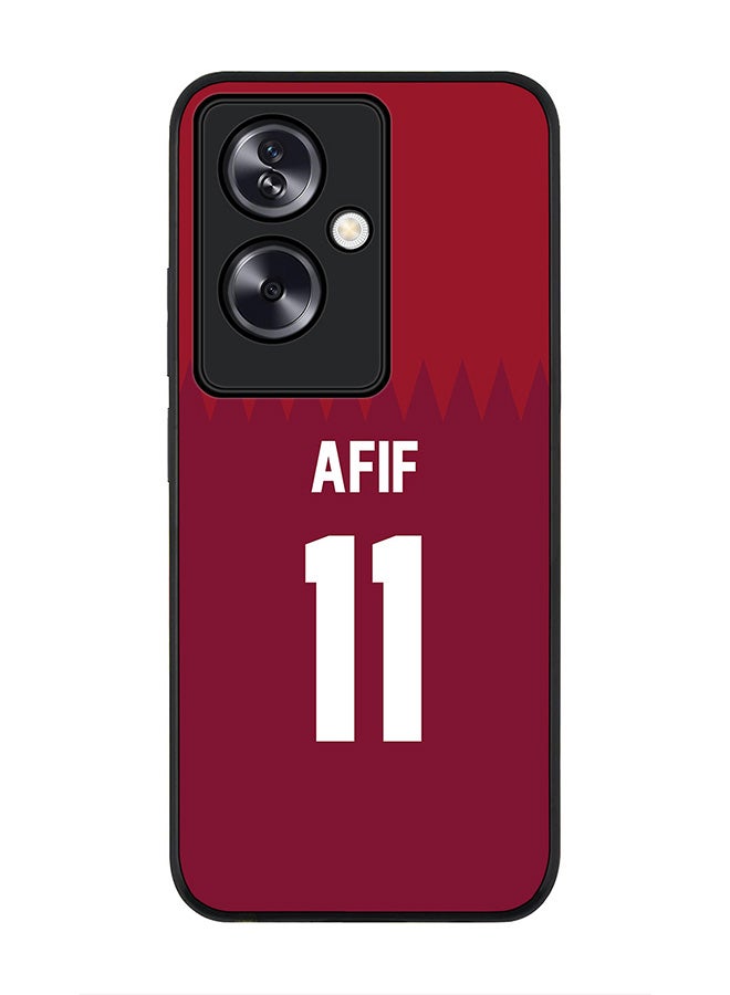 Stylizedd Rugged Black Edge Case for Oppo A79 5G, Slim fit Flexible Case Cover - Football Team - Qatar, Player Name - Afif - Image 1