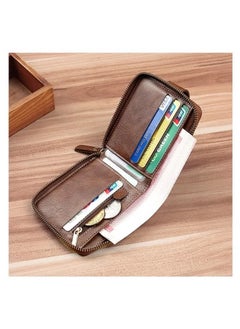 Generic Mens Wallet Premium Gents Pu Leather Solid Color Business Wallet Card Holder with Secure Zipper And Button Closure  - Image 4