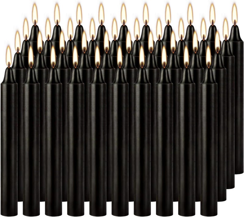 YOROXRG Set of 40 Black Candles â€“ Spell Chime Candles for Halloween, Rituals, Prayer, Birthdays, Meditation, Altar - 4 Inch Tall, Unscented - Image 1
